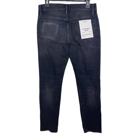 Frame men’s L’ Homme slim distressed‎ denim black jeans size 29 NEW - Picture 3 of 7